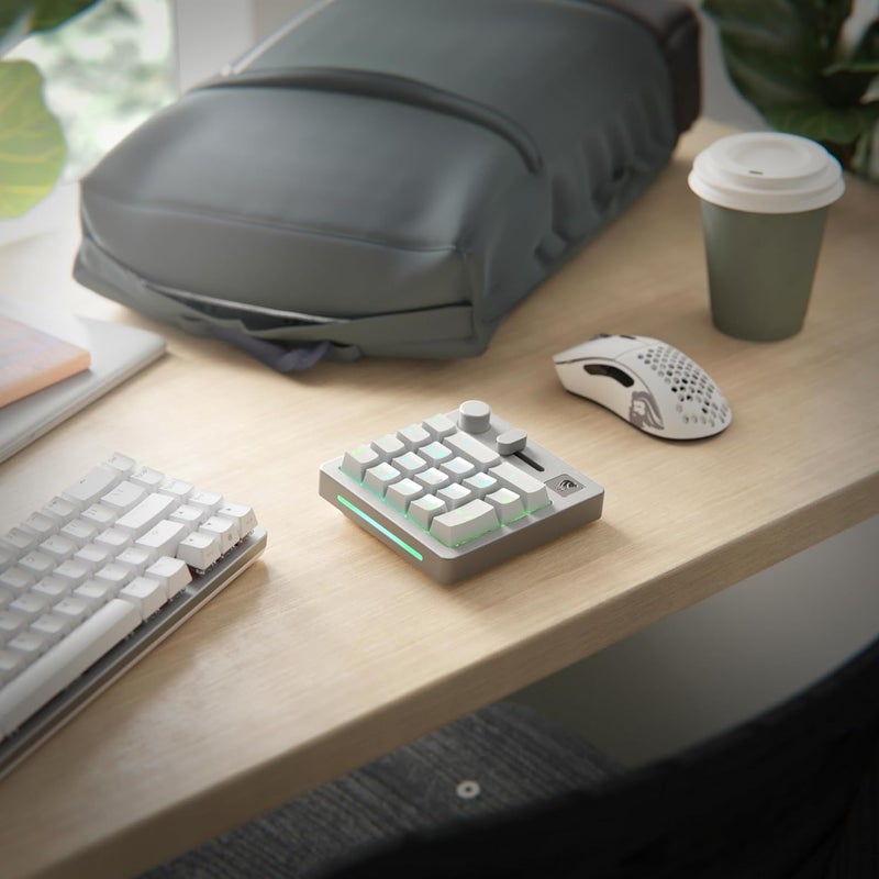 Glorious GMMK Mechanical Numpad- 10 Key USB Programmable Keypad - Hot Swappable, Volume Control, RGB Backlit, Wired & Wireless Bluetooth - Laptop & Keyboard Accessories- White - Image 4